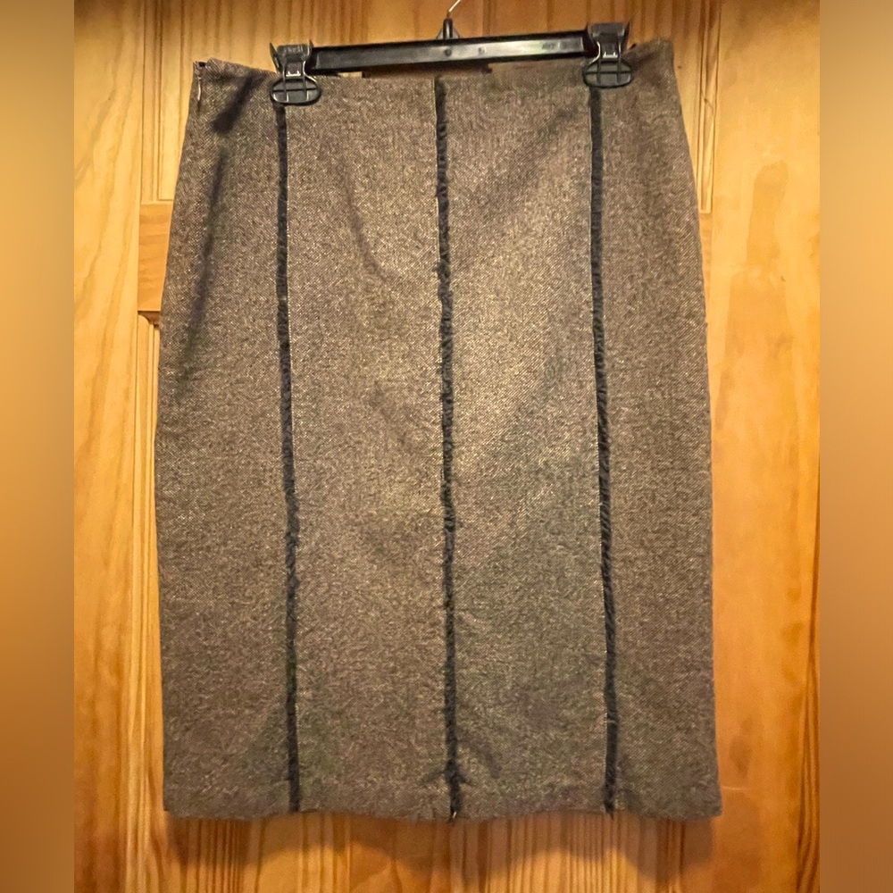 White+Warren brown wool skirt
